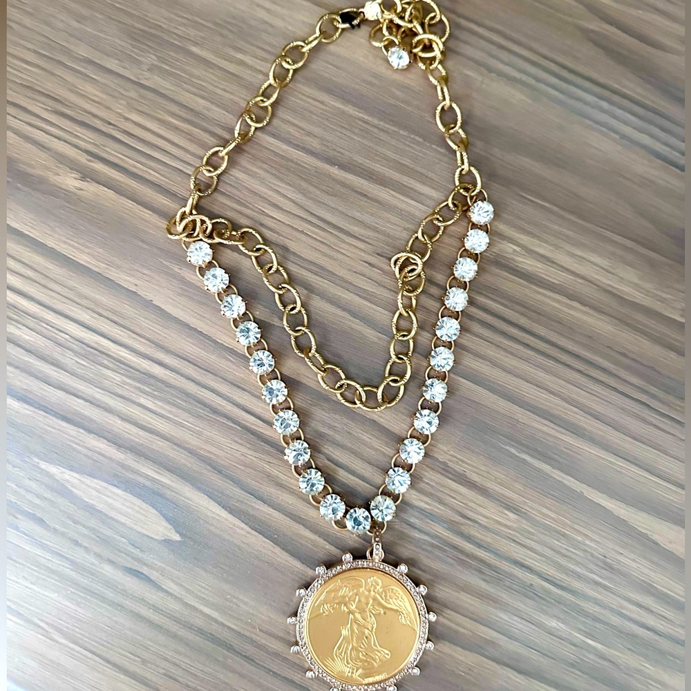 NWOT French Crystal Angel Statement Necklace